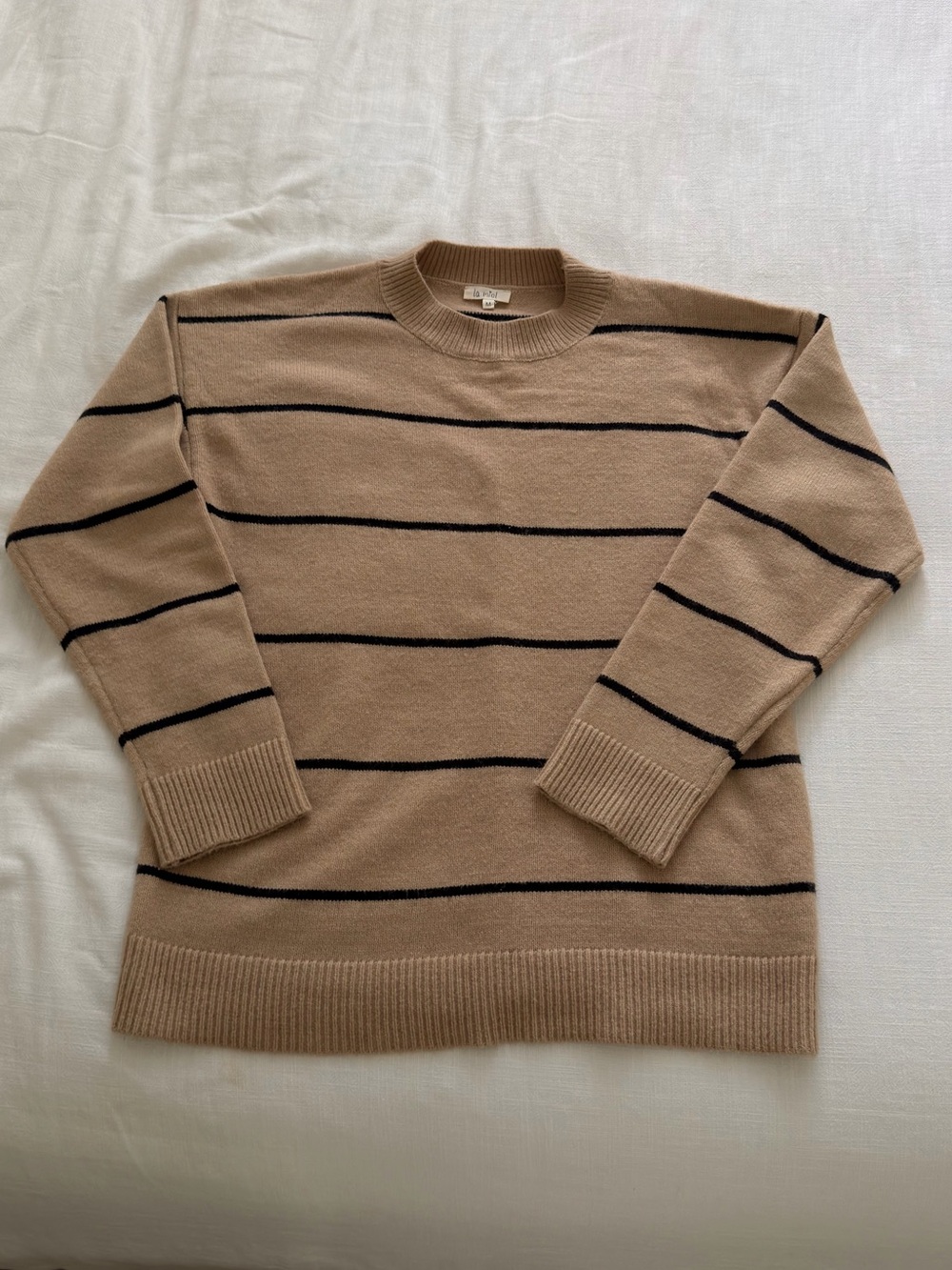 Classic Tan/Black Stripe Crewneck Sweater